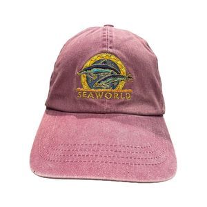 Vintage SEA WORLD Hat Adventure Parks Seaworld Cap Whale Fish Dolphin Purple